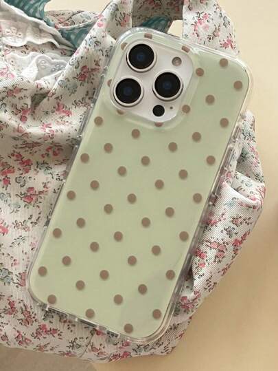 Cute Polka Dot Glossy Jelly Shock-Proof Phone Case, Compatible With Iphone 17 Air 11 12 13 14 15 16 Pro Max, IMD Shock-Resistant Protective Cover