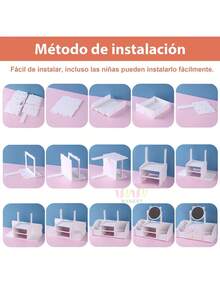 Caja de almacenamiento de cosméticos blanca de 1 pieza, Caja de almacenamiento de cosméticos de dos capas, caja de almacenamiento de joyas, estante para el cuidado de la piel, tocador, caja de exhibición de cosméticos, tocador con espejo y cajón con forma de oreja de gato, espejo de maquillaje, puede almacenar productos para el cuidado de la piel, cosméticos, joyas, cuidado de uñas, lápiz labial, etc., adecuado para tocadores, vestidores y dormitorios - Blanco - Ver 6