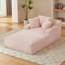 80 Inch Oversized Chaise Lounge Chair Indoor, Upholstered Corduroy Boneless Sleeper Sofa Bed With 3 Pillows, Deep Seat Reading Chair Cloud Couch For Living Room (80" D*50" W) - 粉色 - 查看 1