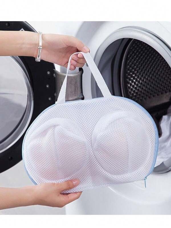 1pc Sturdy Lingerie Laundry Bag - Mesh Wash, Zipper Closure, Suitable For Delicate Garments, Circular Design, Woven Material, Washer Accessories