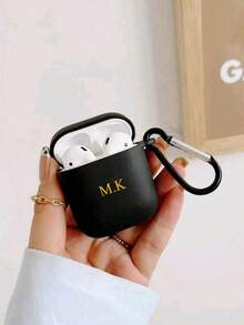 1 Peça Estojo Protetor de Fone de Ouvido Bluetooth Minimalista Fosco de Cor Sólida Personalizado, Estojo de Fone de Ouvido Bluetooth Multiuso da Moda com Texto Personalizado, Acompanha 1 Alça de Suspensão de Fone de Ouvido. Assinatura Personalizada, Letras Multicoloridas, Nome, Frase Curta, Capa de Telefone Resistente a Choques e Transparente Grossa, 2025phonecase - Preto - Visão 3