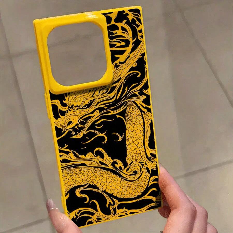 Teléfono con diseño de patrón de bloques calado. Compatible con las series 16 Pro, 16, 15 Pro, 14, 14 Plus, 13, 13 Pro, 12 Pro y 12 Pro. Diseño a prueba de golpes con cobertura total, gran abertura, marco liso brillante y detalles prominentes. - Amarillo - Ver 1