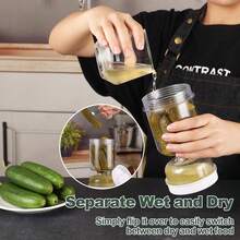 RTONTR 1 Pezzo barattolo per sottaceti con filtro, dispenser per l'umido e il secco, brocca per olive, kimchi, con coperchi ermetici e a tenuta stagna, per peperoncini, cetrioli, sicuro per lavastoviglie e frigorifero, contenitore da cucina per alimenti, cetrioli, olive - Multicolore - Visualizzare 5