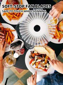 4 件套桌面驱蝇风扇，室内外驱蝇风扇，户外或室内用餐电动驱蝇风扇，驱赶苍蝇，桌面野餐风扇，烧烤、派对、餐厅、家居、活动驱蝇风扇，电池供电食物风扇，带全息叶片的便携式驱蝇风扇，野餐、餐厅、派对、家居、烧烤驱蝇器 - 黑色 - 查看 4