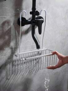 1 Stück Duschkorb zum Aufhängen für das Badezimmer, Badezimmer Aufbewahrungsregal, Badezimmer Aufbewahrungskorb, Shampoo- und Duschgel-Halter-Organizer, Badezimmer Accessoires, Badezimmer Aufbewahrung und Organisation, Material aus Aluminiumlegierung, wasserdicht und rostfrei, nagel freie Installation, Abtropfkorb, Aufbewahrung