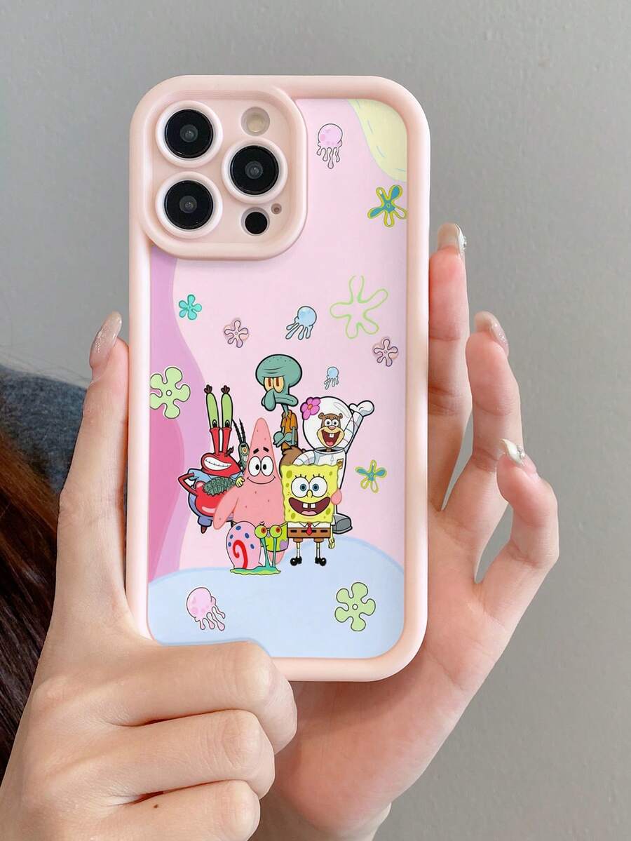 SPONGEBOB 1 pieza Funda de teléfono con perforaciones y diseño lindo de Bob Esponja, compatible con Samsung/Apple 16/15/14/13/12/11 Pro Max/12 Pro/14 Plus y otros modelos