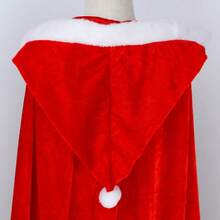 1pc Christmas Costume Cloak, Santa Claus Hooded Cloak, Red With White Furry Trim Tie-Up Thick Windproof Cloak - Christmas Hat Party Outfit For Men And Women