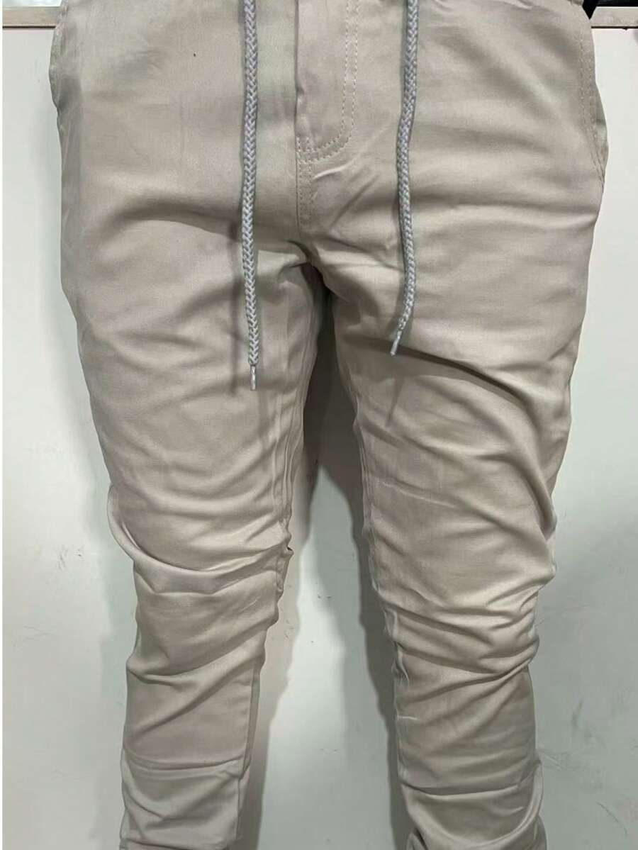 Men's Jogger Pants With Elastic And Cuff - Xám - Xem 1