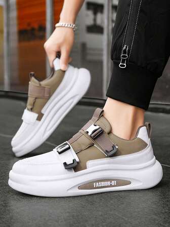 Men's Shoes 2025 New Korean Style Casual Sports Thick Sole Elevator Comfortable Breathable Low-Top Sneakers, Suitable For Youths, Students, Street Style, Casual, Travel, Fashionable 2000s Style
