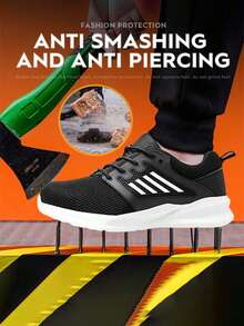 Dian Sen 1 Pair Men's Safety Training Shoes, Steel Toe Work Shoes, Durable And Comfortable, Suitable For Women, Anti-Puncture, Anti-Crush, Shock-Absorbing Sole, Rotary Buckle, Breathable, Perfect Gift For Hiking, Outdoor Activities, Lightweight EVA Sole - The New Black - View 8