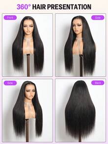 MEGALOOK 13x6 Three-Part Lace Front Wig, Silky Straight Hair, Pre-Trimmed Hairline, Bleached Knots, No Glue, 150%/200% Density, Pre-Plucked Transparent Lace, Natural Color, Suitable For Women's Daily Office, Gatherings, Y2K Style, Vacation, Outdoor, Cosplay, Campus, Holidays, Halloween, Easter, Etc. - SNatural - View 12