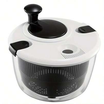 Shoze Salad Spinner 3.5 Litre Plastic Lettuce Dryer Vegetable Washer With Non-Slip Base, Dual Function Serving Bowl Strainer Easy One Hand Operation For Healthy Eating
