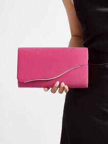 AIBBYDAR 女士晚装包，紫红色天鹅绒时尚手拿包，化妆包，轻便斜挎包，适合商务、通勤、婚礼、庆典、派对、节日聚会 - 玫紅色 - 查看 2