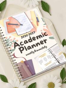 Trees 2026-2027 年月度计划笔记本，A5 简约周计划和月度计划学年日历笔记本，32 页办公和学校用品，完美的教师礼物 - 彩色 - 查看 6