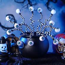 6 Pcs 15 Inch Halloween Eyeballs Sandworm Decoration Halloween Artificial Floral Picks Realistic Scary Branch Picks Home Party Eyeball Trick Or Treat Supplies(Black And White) - Green - View 4