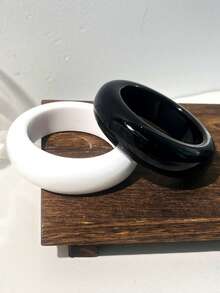 1件复古简约风格树脂手镯，时尚女士手链，适合日常佩戴和派对场合，手镯 - 多色F - 查看 11