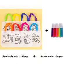 10/25件随机DIY涂鸦礼品袋，个性化彩色袋子，艺术派对涂鸦袋，艺术活动和DIY工艺品礼品，可重复使用的涂鸦礼品袋，生日派对礼品袋，适用于生日、圣诞节、新年和春节礼物，礼品包装和储存 - 彩色 - 查看 6