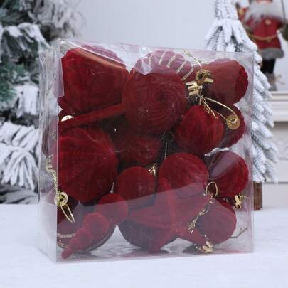 24pcs Retro Flocking Christmas Ball Hanging Ornaments Set Glitter Christmas Tree Ball Pendants Decorations For Home Holiday Party Christmas Decorations Home Christmas Gifts Christmas Decor