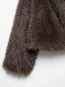 HH Damen einfarbige Kunstpelz Jacken mit langen Ärmeln für Wärme im Winter, Mantel für Frauen, Mode Umlegekragen, locker, Lässig Oberbekleidung