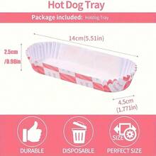 100 Red And White Checkered Paper Hot Dog Boats, Disposable Food- Checkered Trays With Lips For Concessions, Parties, Weddings, Camping, Food Trucks, And Outdoor Events, Party Trays | Stackable Trays | Disposable Paper Trays - Halloween Hot - 彩色 - 查看 7