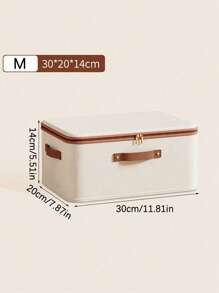 1pc Beige Linen Fabric Zipper Storage Box With Lid - Foldable, Washable, Suitable For Wardrobe Storage Box, Clothes, Underwear, Socks, Lingerie, Suitable For School Supplies, School Decorations Household Use
