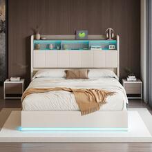 Doppelbett Polsterbett, Doppelbett mit Stauraum und Lattenrost, Bett mit Stauraum, Bettgestell, Hydraulischem Stauraum, hohem Kopfteil, Ladestation, modern, Samt