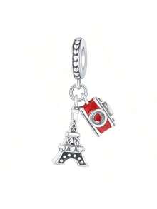 1 pieza Colgante con forma de corazón plateado brillante, corazón rojo clásico, corazón flor de rosa, fresa, beso de aire de oso apto para hacer joyas originales como pulseras, collares y regalos para mujeres, niñas y el Día de San Valentín