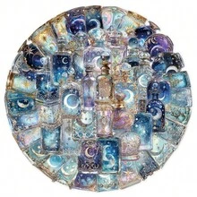 50PCS Transparent Stickers Bottle Stickers Aesthetic Stickers Moon Stickers Fantasy Stickers Fun Stickers Vinyl Waterproof Stickers Aesthetic Laptop Sticker Pack Skateboard Stickers Water Bottle Stickers Notebook Stickers - Multicolor - View 1