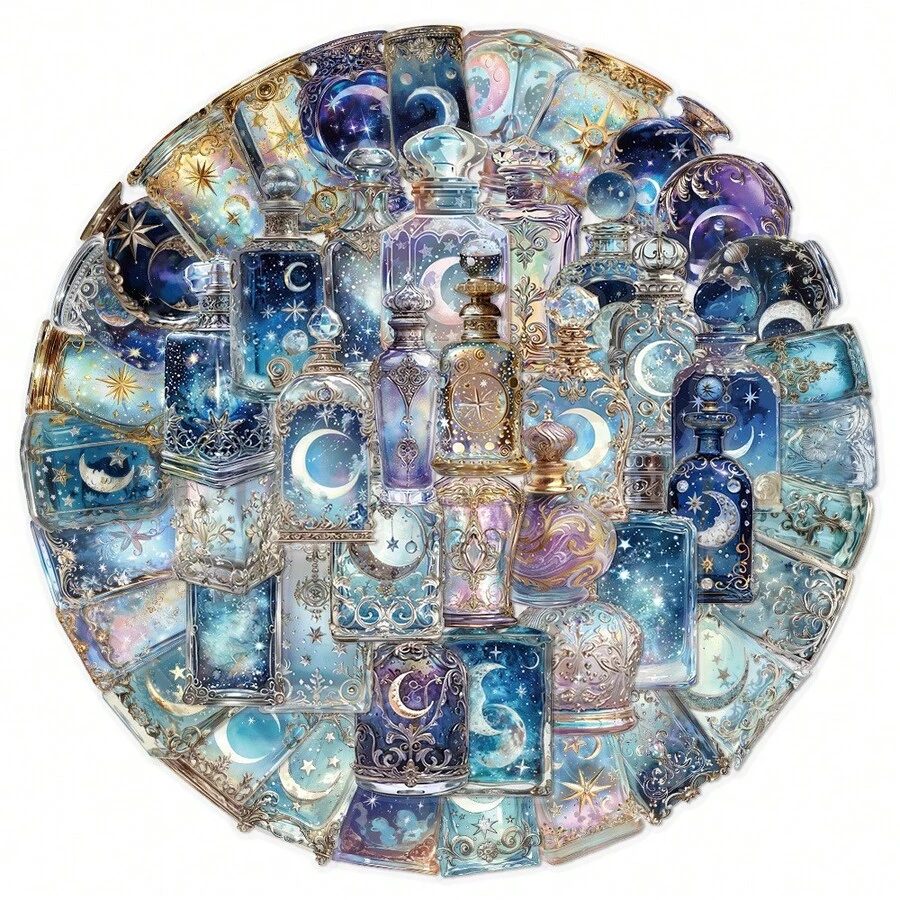 50PCS Transparent Stickers Bottle Stickers Aesthetic Stickers Moon Stickers Fantasy Stickers Fun Stickers Vinyl Waterproof Stickers Aesthetic Laptop Sticker Pack Skateboard Stickers Water Bottle Stickers Notebook Stickers - Multicolor - View 1