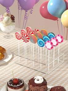 1个亚克力透明棒棒糖/蛋糕棒棒糖展示架,20/15孔棒棒糖展示架,蛋糕棒棒糖展示架,糖果展示架,适用于婚礼、生日派对、万圣节等场合,蛋糕棒棒糖展示架,透明亚克力蛋糕架,甜点展示架,生日派对餐桌装饰 - 彩色 - 查看 3