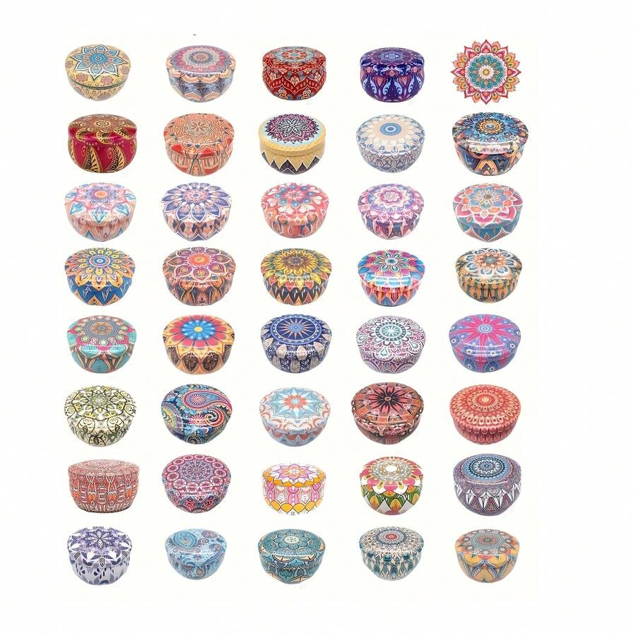 4/12/24/36pcs Candle Tins, 2.2oz With Lids, Bulk Empty Candle Containers For DIY Candle Making, Premium Metal Candle Holders, Round Candle Container Kits, Suitable For Adult DIY Candle Making In Various Patterns - Mixed Colors - View 1
