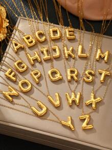 1 件不锈钢 26 字母吊坠项链，时尚优雅，送给她的绝妙礼物