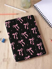 1 件黑色背景粉色蝴蝶结圆点图案平板电脑保护壳，适用于 Apple 10.2 英寸、Apple Pro 2021/2020 第 9/10 代、Galaxy Tab A8 10.5 英寸 2022、Matepad 10.4/Tab，防摔，带笔槽，支持睡眠/唤醒 - 彩色 - 查看 5