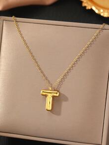 1 件不锈钢 26 字母吊坠项链，时尚优雅，送给她的绝妙礼物