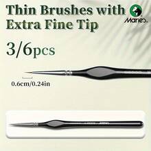 Marie's 00000 Fine Tip Paint Brush Set For Acrylic, Miniature Detail, 3/6/8pcs Nylon Hair Thin Extra Fine Paintbrushes With Triangular Handles, Professional Art Supplies For Watercolor, Craft, Models, Mini Figure, Egg, Rock Art Painting, Line Drawing, Great For Artists & Hobbyists - 00000# - View 9