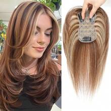 Toupee Hairpieces For Women, 10 Inch Hairpieces For Women, Human Hair With Thinning Hair, Dark Brown, No Bangs - P4-27 - 查看 2