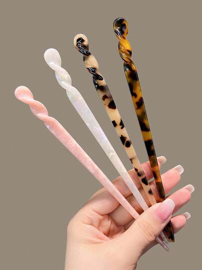 4pcs Women's Fashion Elegant Marble Pattern Hair Clips, Suitable For Daily Hairstyles, Women Hair Accessories, Gift Recommendation, Head Accessories