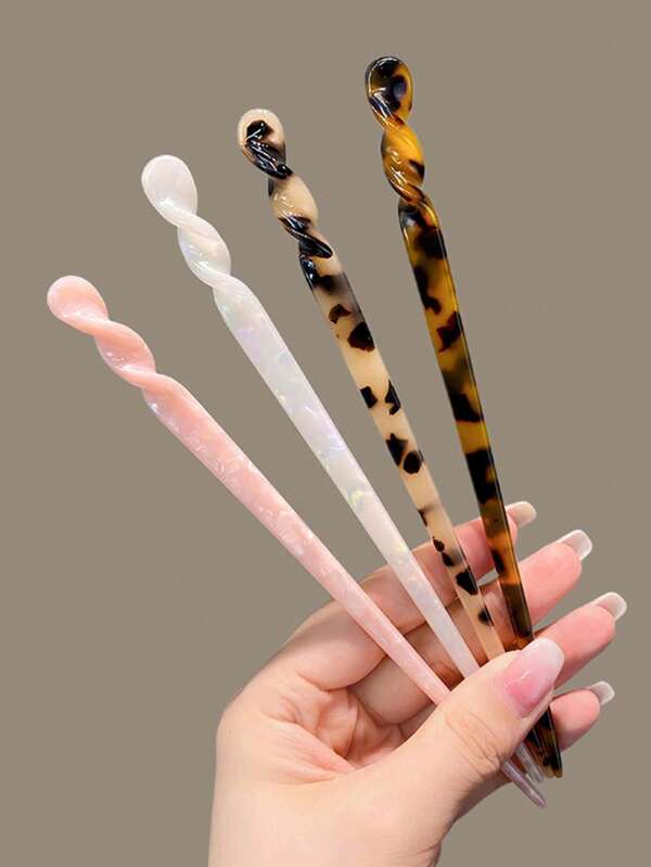 4pcs Women's Fashion Elegant Marble Pattern Hair Clips, Suitable For Daily Hairstyles, Women Hair Accessories, Gift Recommendation, Head Accessories