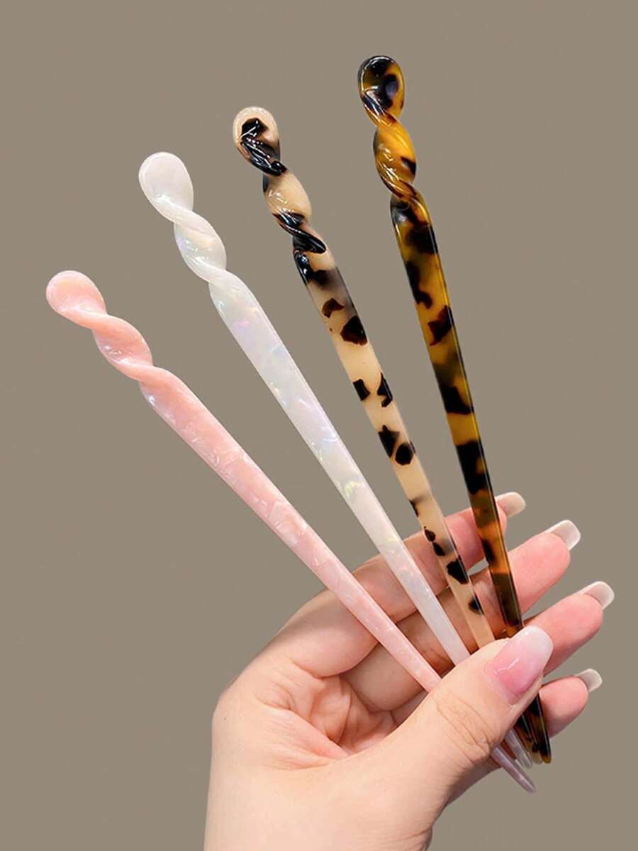 4个女士时尚优雅大理石纹发夹，适合日常发型，女士发饰，礼品推荐，头部饰品 - 彩色 - 查看 1