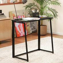 HOMEMAKE Furniture Escritorio de Computadora Plegable Se Puede Usar para Oficina Ahorro de Espacio de Estudio 80 x 40 x 74cm Nuez - Negro - Ver 9