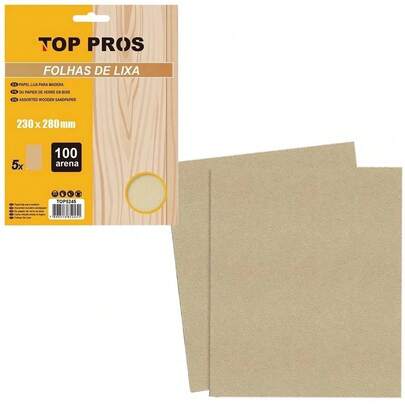 Kit 5 Folhas de Lixa Top Pros 230x280mm Amarela ou Preta