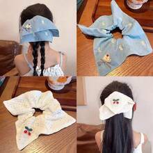 Elásticos de cabelo quadrados bordados, acessórios de cabelo sofisticados para meninas, prendedores de rabo de cavalo, elásticos de cabelo, acessórios para a cabeça, faixa elástica - Multicolorido - Ver 13