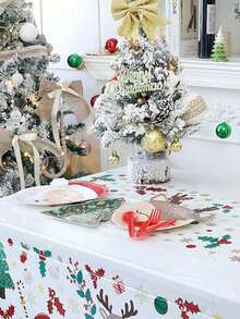 Classic Christmas-Style Red-White-Green Christmas Element Plate Set - Must-Have For Christmas Party Dessert Table, Round Disposable Plates/Cupcake Paper Plates, Leak-Proof & Durable Detail, Suitable For Serving Cocktails/Snacks/Desserts, Essential Tableware For Winter Christmas Holiday Dinners