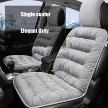 1pc Car Seat Cushion, Plush Single Piece With Backrest, Thick Plush Warm Car Seat Pad, Universal For Winter - Multicolor - View 4