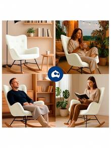 Rocking Chair (97 * 66 * 84 Cm). Bluelander - Beige - View 5