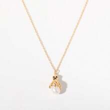 1 pieza Collar con colgante de pez globo, pulpo o medusa de la serie oceánica de moda de verano, hecho de piedra natural, chapado en oro de 18k. Adecuado para vacaciones en la playa y viajes festivos. Joyería para damas. - Dorado - Ver 7