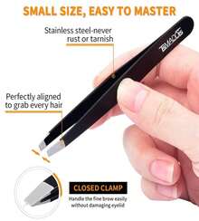 TsMADDTs 6 PCS Tweezers Set For Women, Eyebrow Tweezers With Curved Scissor For Ingrown Hair, Hair Plucking Daily Beauty Tools With Leather Travel Case - 摩卡棕 - 查看 3