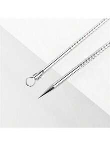 Stainless Steel Acne Removal Tool Blackhead Acne Removal Kit Pointed Acne Picking + Circular Squeezing Dual-Function Design The Same Acne Needle As The Beauty Salon And Disinfected Acne Needle Accurate Blackhead Acne Removal Tool Non-Slip Handle Comfortable Grip Essential Artifact For Skin Management Portable Acne Cleaner Acne Needle For Sensitive Skin - Grey - View 3