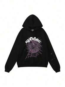 Hip-Hop Fashion Printed Hoodie Loose Men's And Women's Hooded Sweatshirt - 蜘蛛黑 - 查看 1