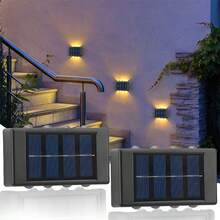 1/2pcs Warm/White 8LED Solar Powered Garden Lights, Indoor Decorative Wall Lights With Convex Lens, Outdoor Fence Lights, Stair Lighting, Wall Decor Lights, IP44 Household LED Landscape Lights, Suitable For Outdoor, Yard, Villa, Fence, Patio, Garden - 8LED-wall Light - View 5